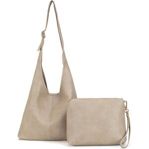 Women Khaki Imported Vegan Leather Ultra Soft Foldable Shoulder Slouchy Bag